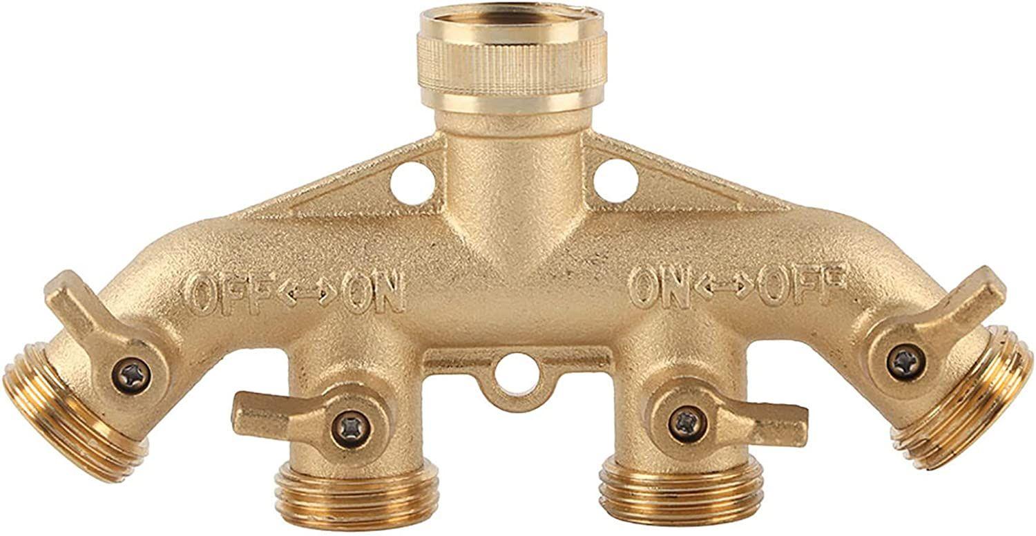 Robuster Gartenwasserspender Aus Messing, 4-wege-anschluss, Kugelventiladapter, Bewässerungsventilanschluss