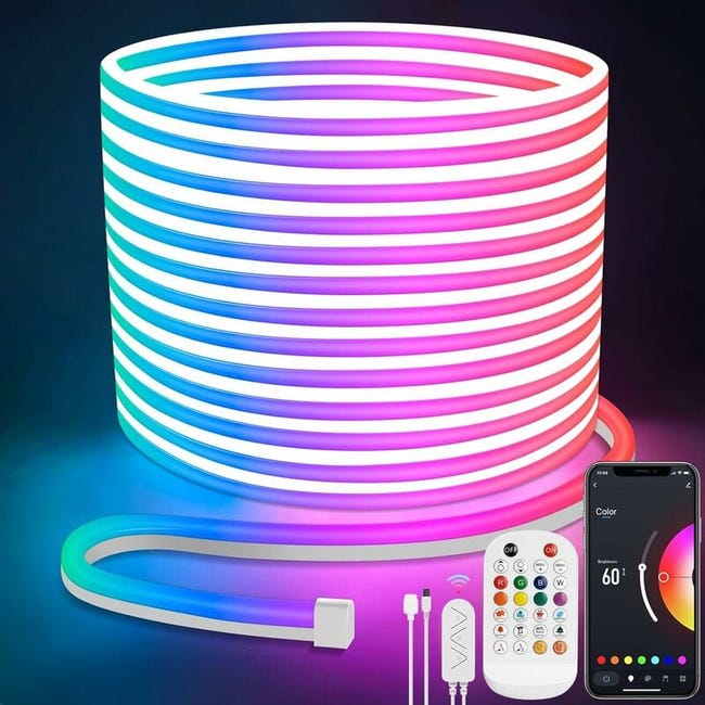 10 M Rgb-mehrfarben-led-streifen, 24 V Wasserdichtes, Flexibles Neonband, App-gesteuert, Kürzbar, Musiksynchronisation [klasse D]
