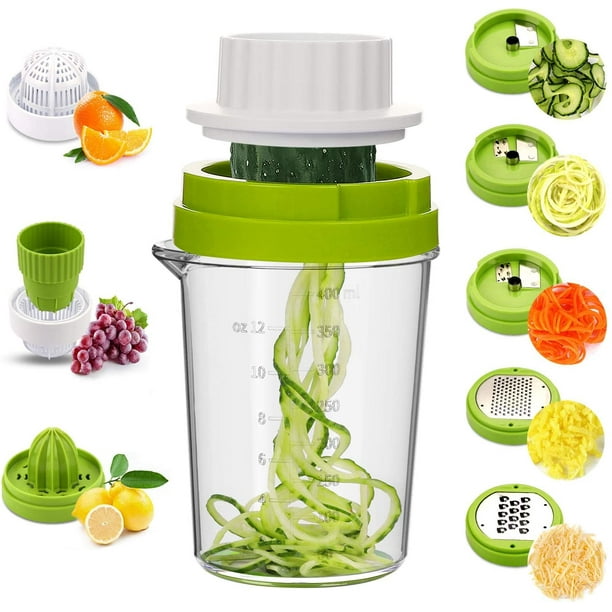 8-in-1 Spiral-gemüseschneider, Gemüsespiralschneider Für Zucchini, Karotten Und Zwiebeln (spaghetti), Gemüsereibe Mit Manueller Zitronenpresse, Zitruspresse Für Zitronen Und Orangen