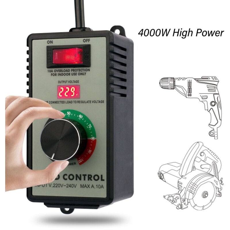 Elektronischer Drehzahlregler (220–240 V, 4000 W) Mit Digitalanzeige, Drehzahlregler Für Bohrmaschinen, Poliermaschinen, Ventilatoren, Stufenlos Einstellbarer Schalter