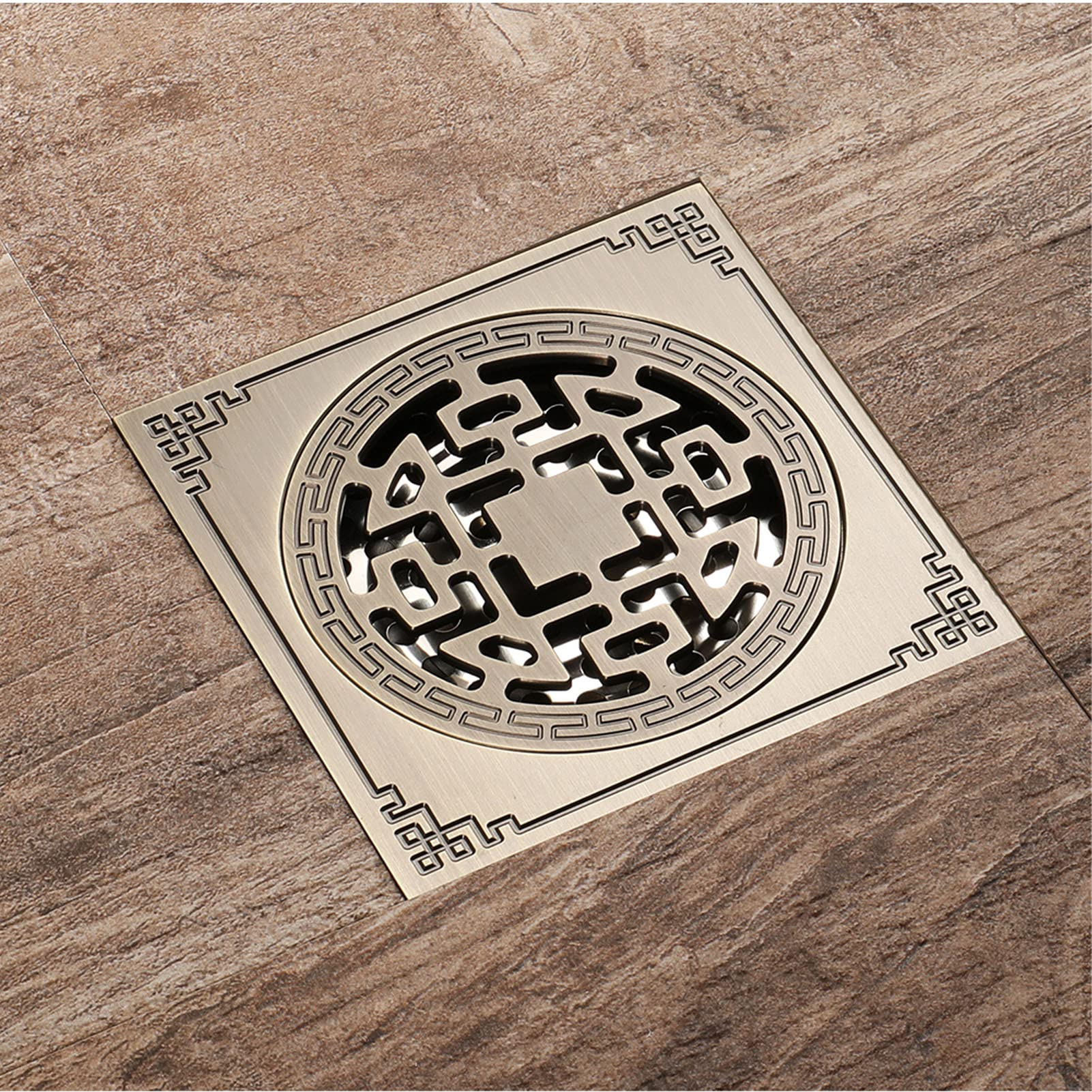 Quadratischer Messing-bodenrost 10x10 Cm, Flacher Duschsiphon Mit Geruchsverschluss, Retro-bodenablauf Für Badezimmer, Edelstahl-ablaufstopfen Im Antik-stil.