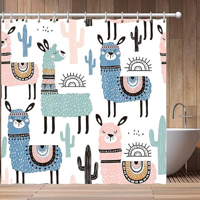 3d-duschvorhang Im Nordischen Stil Mit Blumen- Und Tiermotiven, Naturhaken, Badezimmerdekoration, Wasserdichtes Material, 150 X 180 Cm, Farbe 16