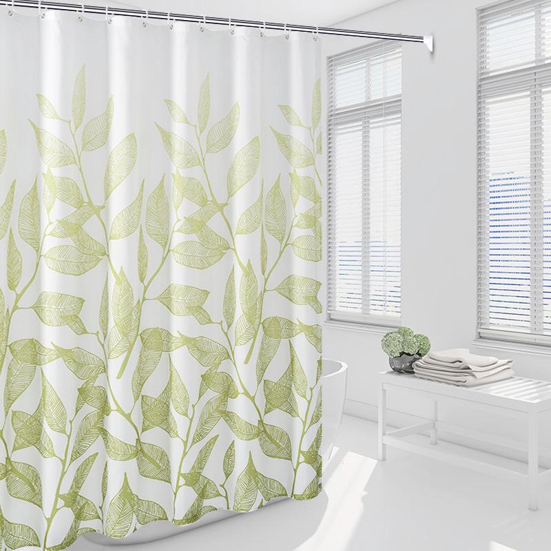 Duschvorhang 180 X 200 Cm Mit 12 Haken, Schnelltrocknend (grüner Zweig), Wasserdichtes Polyestergewebe, Maschinenwaschbar, Badezimmervorhang