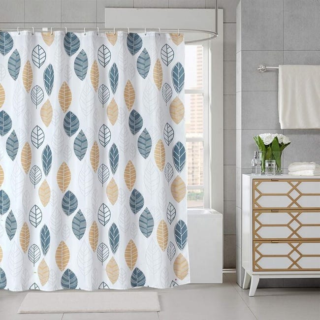 Duschvorhang 180 X 180 Cm, Mit Pflanzen-, Blatt-, Geometrischem Und Blumenmuster, Wasserdichtes Polyestergewebe, Inklusive 12 Haken