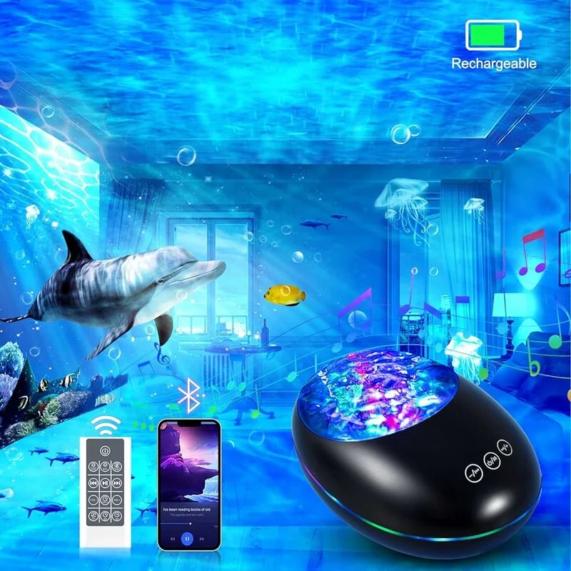 Ferngesteuertes Projektor-nachtlicht Mit Timer, Wiederaufladbare Bluetooth-stimmungslampe Über Usb, 8 Farben Und 8 Naturgeräusche, Ideal Für Partydekorationen Für Kinder Und Erwachsene