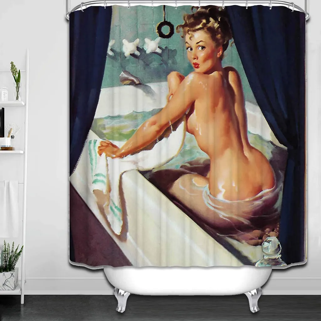 3d-duschvorhang Aus Wasserdichtem, Schimmelresistentem Polyester, 180 X 180 Cm, Mit 12 C-haken Für Badezimmer, Design Für Damen.