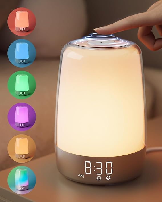 Sonnenaufgangs-simulator-wecker, Berührungsempfindliche Nachttischlampe Für Kinder, Schlummerfunktion Für Tiefschläfer, Dimmbare Lichttherapie, 6 Rgb-farben, 5 Naturgeräusche, Ideales Geschenk