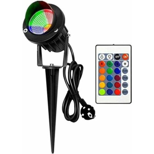 10-w-cob-gartenprojektor, Rgb-mehrfarben-außenstrahler Mit Fernbedienung, Wasserdichte Gartenleuchte, 1 Stück