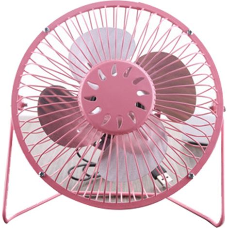 4-zoll-usb-ventilator Aus Rosa Metall, Kompakter Luftbläser Fürs Büro, Leiser Luftumwälzer Für Kleine Persönliche Räume.