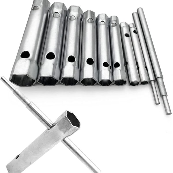 Set Mit 10 Rohrzangen (6 Bis 22 Mm), Rohrschlüsseln, Zündkerzensteckschlüsseln, Schraubendrehern Und Steckschlüsseln Für Auto- Und Motorradmechaniker.