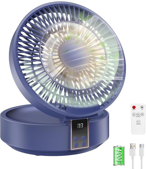 Leistungsstarker, Leiser Tischventilator, Usb-aufladbar, 120°-oszillation Mit Led-anzeige, Fernbedienung Und Timer, 3 Geschwindigkeitsstufen
