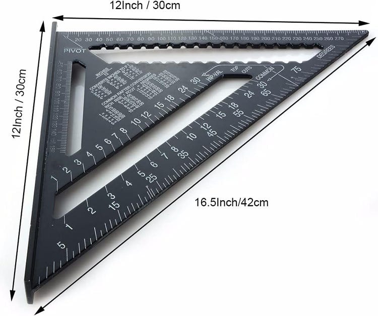Multifunktionaler Zimmermannswinkel (17 Cm Und 30 Cm), Dreieckiges Aluminiumlineal, Anreißlehre, 45/90-grad-winkelmesser, Tischler- Und Heimwerkerwerkzeuge