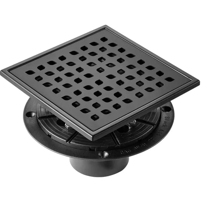 Duschablauf Für Begehbare Duschen Mit Bodenablauf, 152,5 X 152,5 Mm, Edelstahl 304, Haar- Und Schmutzfilter, Mattschwarze Oberfläche