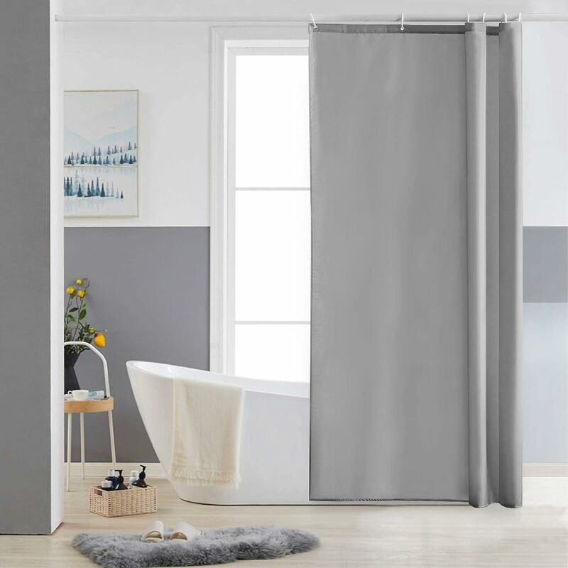 Wasserdichter Duschvorhang Aus Schimmelresistentem Polyestergewebe, Maschinenwaschbar, Inklusive 12 Haken, Farbe Grau, Maße 200x240 Cm, Wasserabweisender Badezimmer-voile.