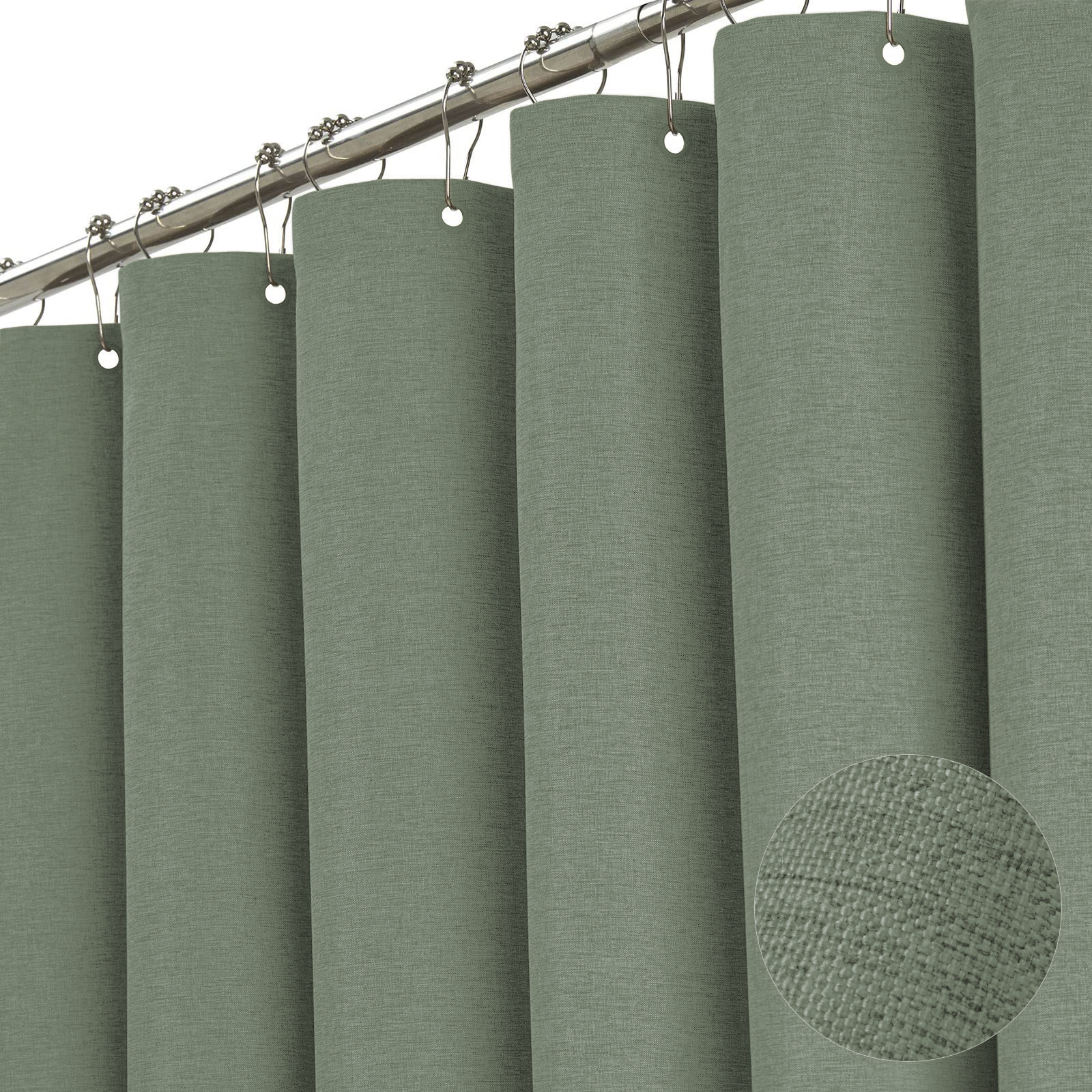 Duschvorhang Aus Strukturiertem Leinenstoff, 120 X 180 Cm, Schmales Set Mit 8 Haken, Wasserdichter Voile Für Die Dusche, Spa-hotel-stil, Kleine Elegante Badezimmerabtrennung.