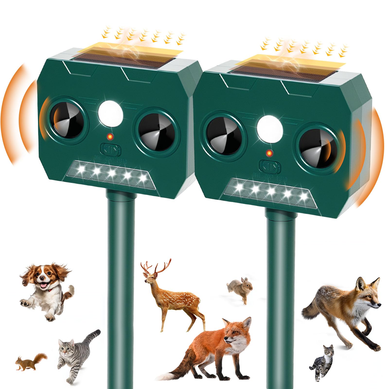 Outdoor-hundeabwehrgeräte, 2025 Ultraschall-solar-tierabwehrgerät, Wasserdicht Ip45, 12 M, 120° Gartenscheuche Mit Led-licht Für Katzen, Hunde, Füchse Und Marder