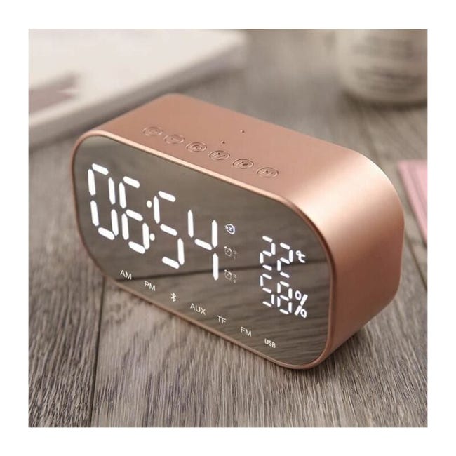 Bluetooth-radiowecker Mit Fm-lautsprecher, Integriertem Thermometer Und Freisprecheinrichtung