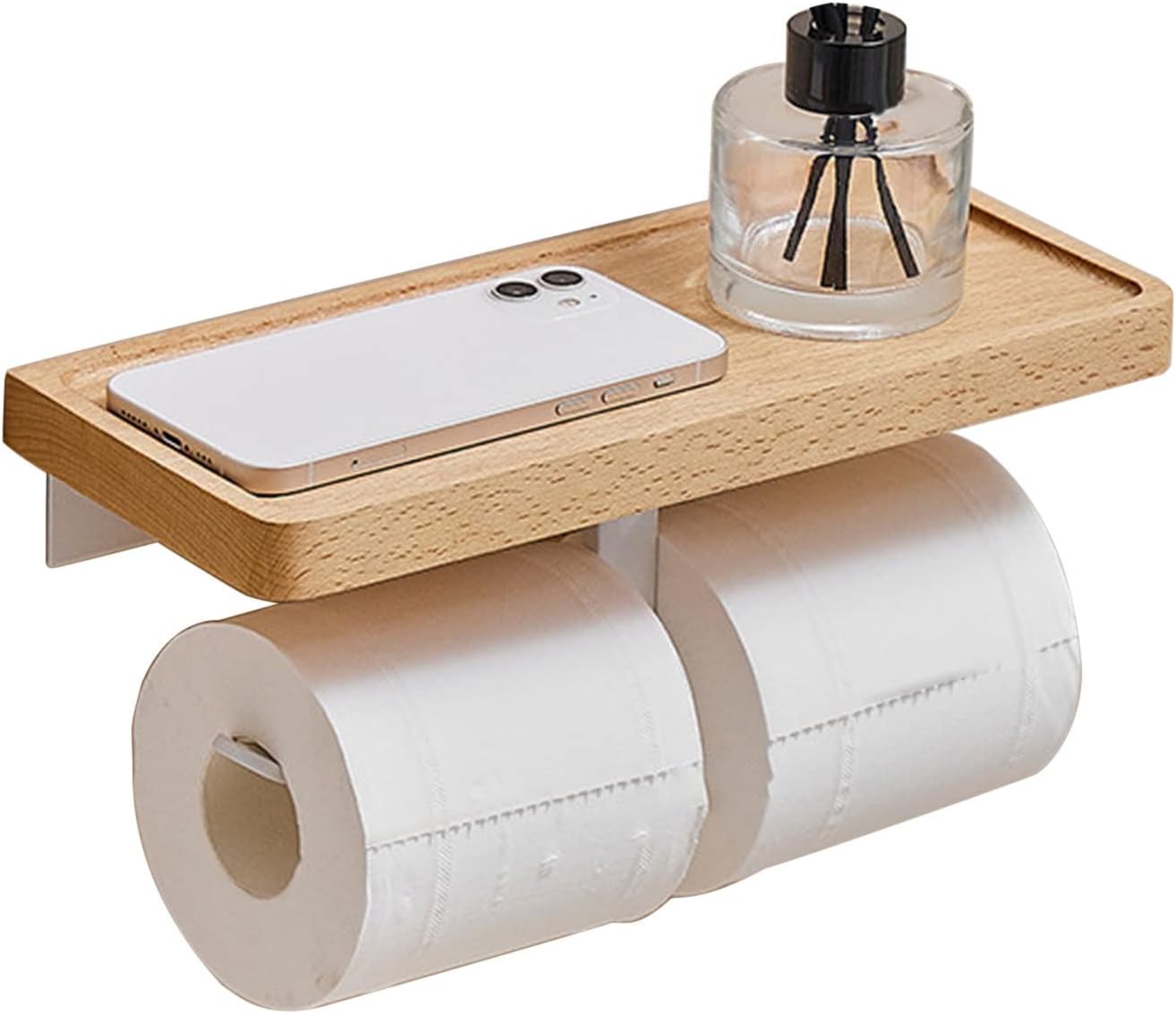Wandmontierter Toilettenpapierhalter Aus Naturholz, Hängender Rollenhalter Für Küche, Toilette Und Badezimmer