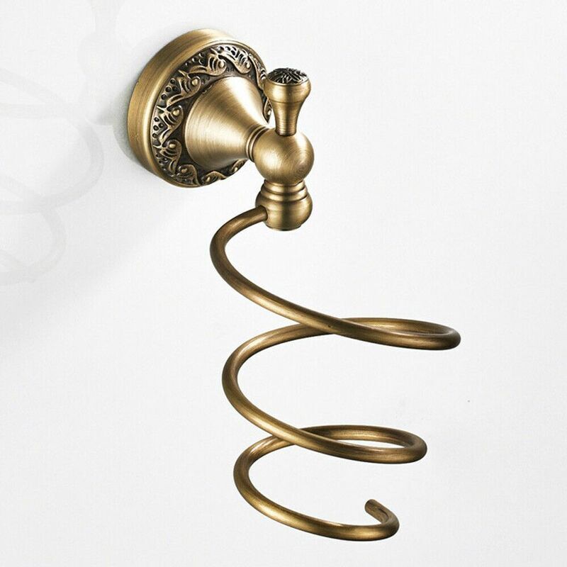 Spiralförmiger Wandhalter Für Haartrockner, Organizer Aus Messing, Wandhalterung Für Stylinggeräte, Set Mit Schrauben, Badezimmerregal