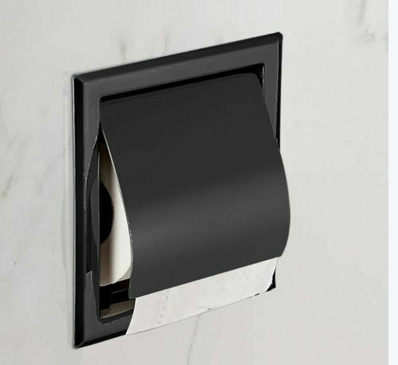 Versenkter Toilettenpapierhalter Aus Edelstahl, Mattschwarze Ausführung Für Das Badezimmer