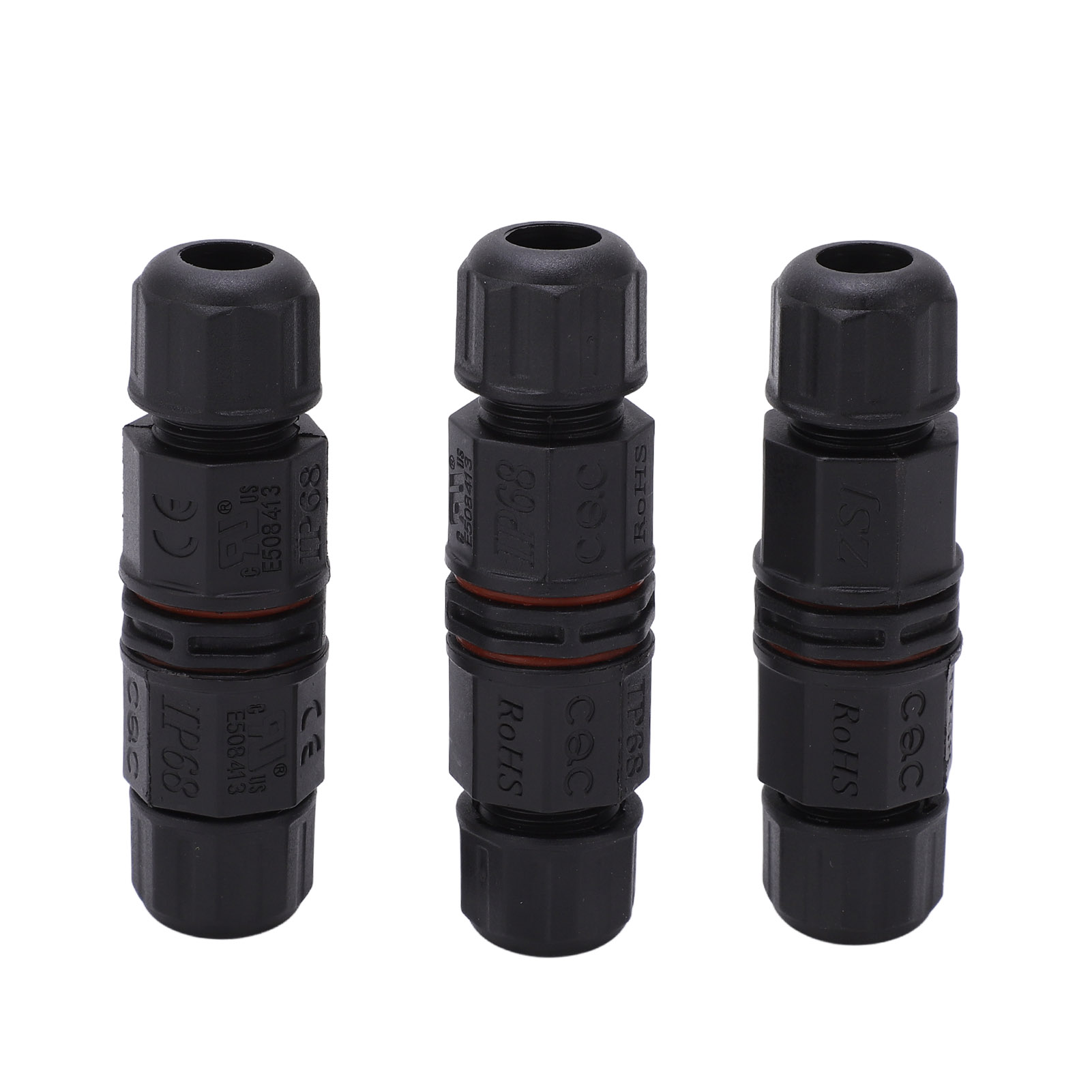 Set Mit 3 Wasserdichten, Geraden 4-pin-steckverbindern (ip68) Für Led-kabelverlängerungen Im Außenbereich, Springbrunnen Und Gartenbeleuchtung