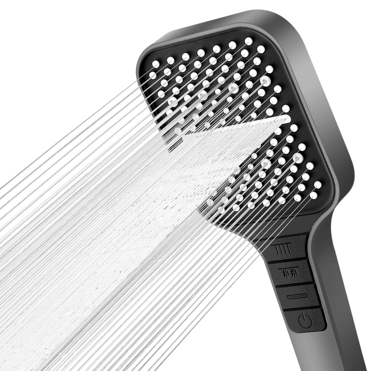 Sparsame Handbrause, 7 Strahlarten Mit Durchflussstopp, Einfache Einhandbedienung, Kalkabweisende Silikondüsen, Großer, Druckbeaufschlagter Duschkopf