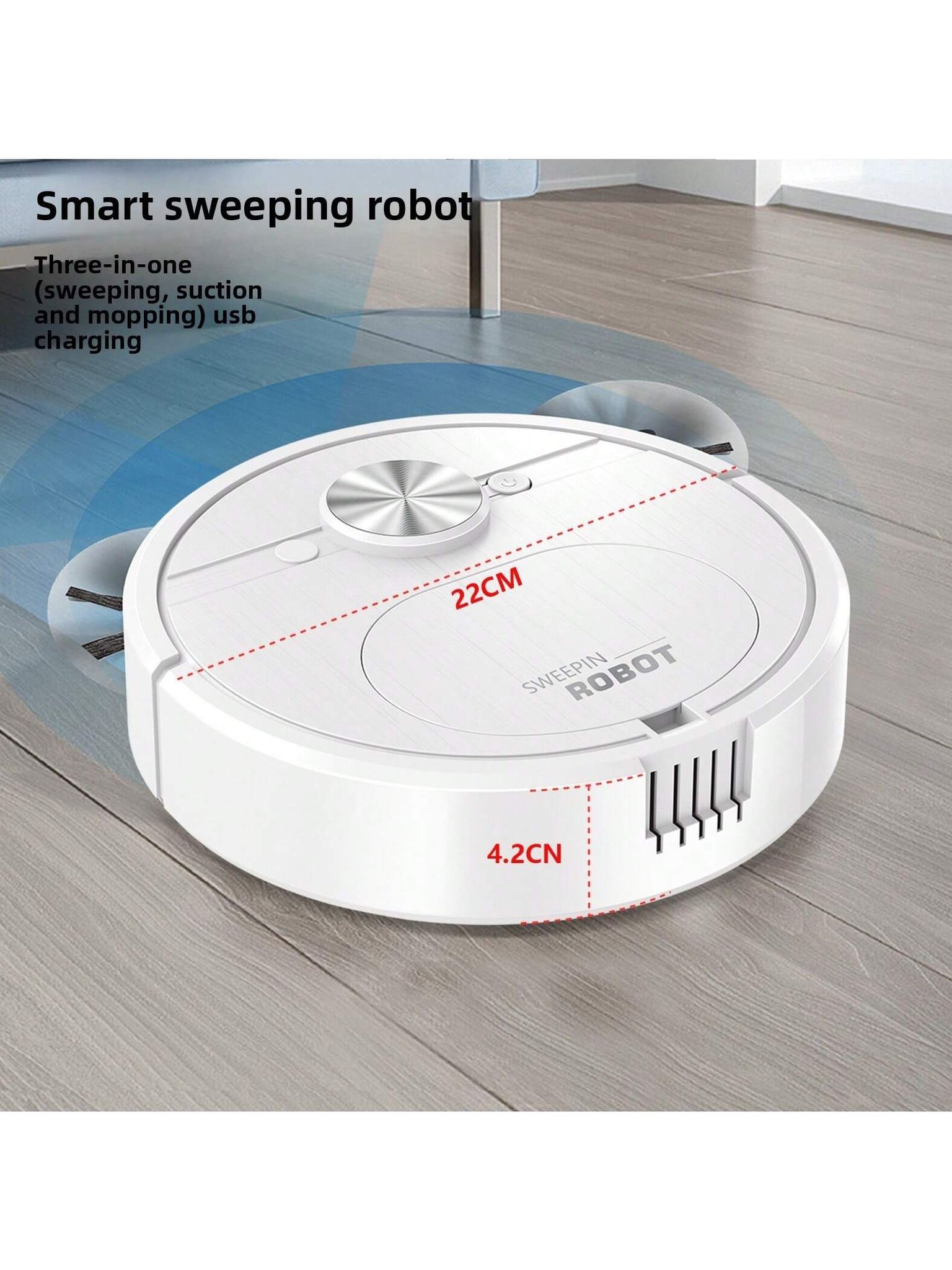 Wiederaufladbarer 3-in-1-saug- Und Wischroboter, Vielseitige Reinigung Von Haushaltsböden, Integrierte Saug- Und Wischfunktionen