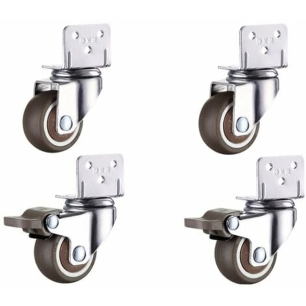 Lenkrollen Für Möbel – Kleine Räder Mit Bremse – 32 Mm – Leise Gummiräder – Verstellbare Rollen Für Möbel Und Pflanzenständer