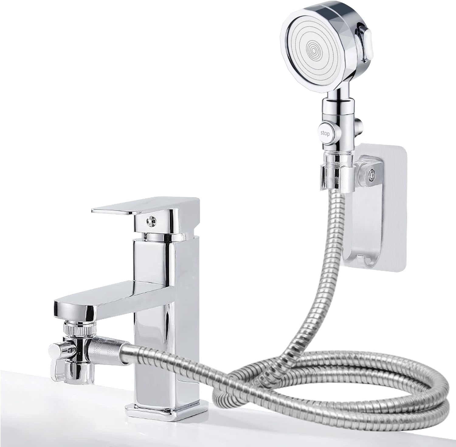 Duschkopf Für Badezimmerwaschbecken Mit Duschkopf, Flexiblem Schlauch, Schlauch Zum Haarewaschen, Reinigen Des Waschbeckens Oder Duschen Eines Haustieres (manuelle Anleitung Inklusive).