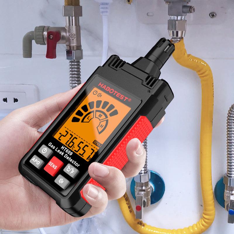 Ht609 Gasleckdetektor, Akustischer Und Optischer Alarm, Temperatur- Und Feuchtigkeitsmessung, Tragbares Ortungsgerät Für Lecks Von Brennbaren Gasen (methan, Flüssiggas, Flüssigerdgas, Benzin).