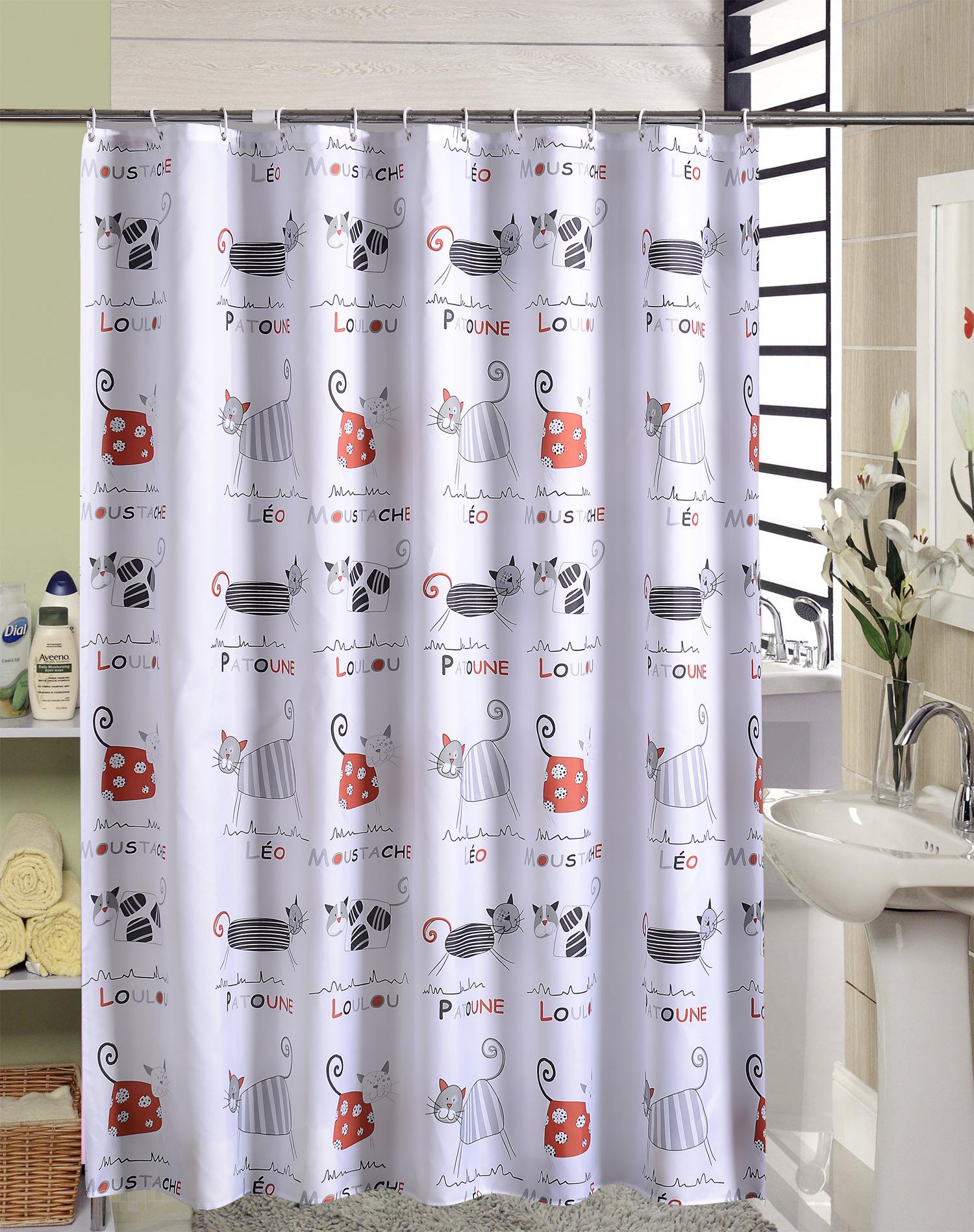 Duschvorhang 180 X 200 Cm Mit 12 Haken, Schnelltrocknend (katzenmuster), Wasserdichtes Polyester, Maschinenwaschbar, Feuchtigkeitsbeständiges Material Für Badezimmer