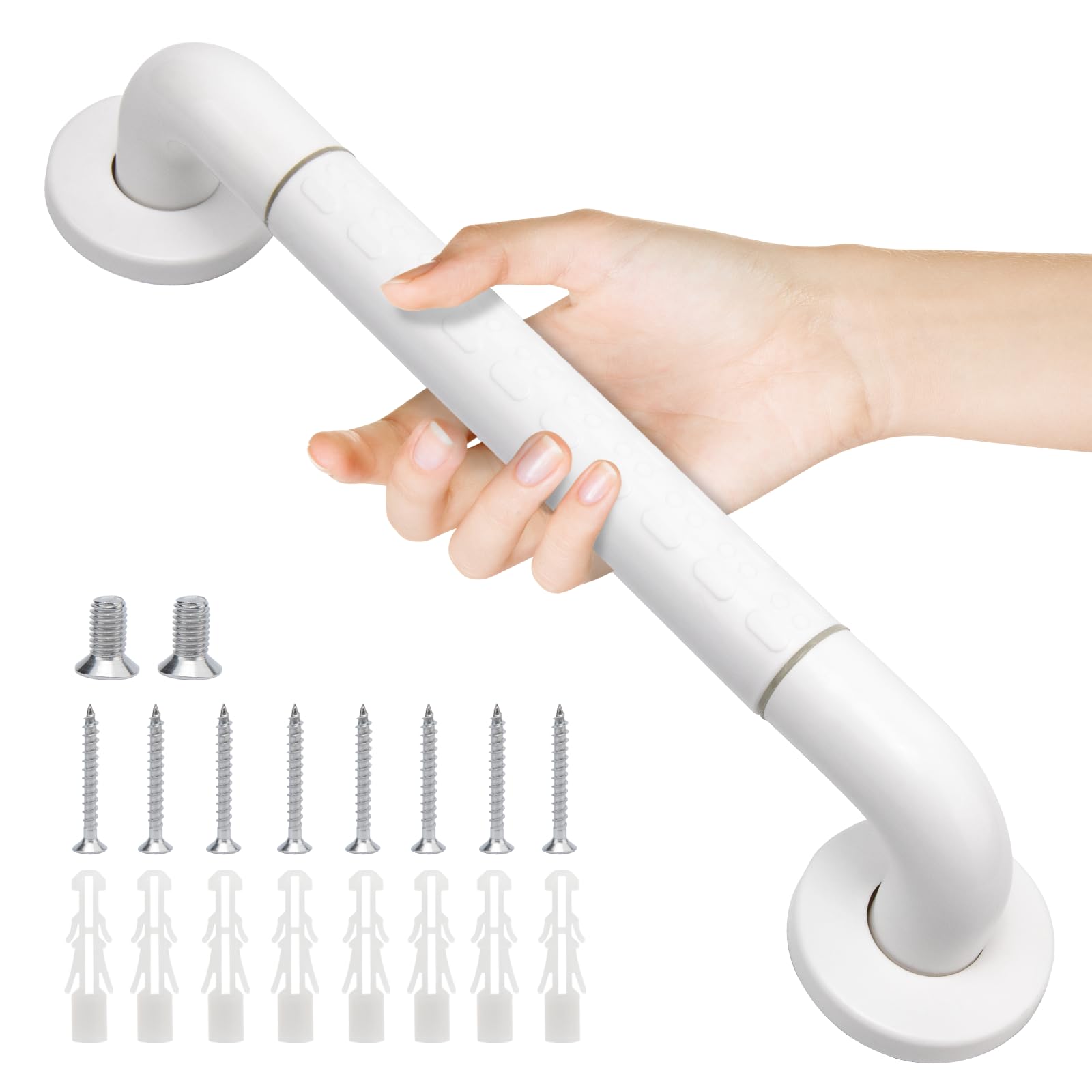 Haltegriff Fürs Badezimmer Mit Strukturierter, Rutschfester Oberfläche, Beleuchteten Sicherheitsringen, Für Toilette, Dusche, Handtuchhalter, Treppenhilfe Für Senioren Und Kinder, 40 Cm.
