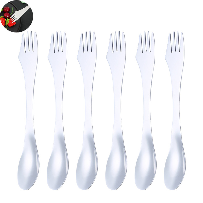 6-teiliges 3-in-1-besteckset Aus Edelstahl – Abnehmbare Multifunktionsgabel, -löffel Und -messer – Camping- Und Wanderbesteck – Robustes Und Leichtes Outdoor-besteck.