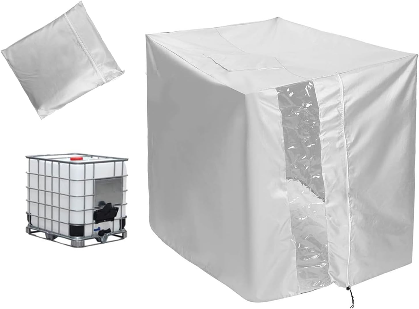 Ibc 1000l Plane Mit Transparenter Folie, Schutzhülle Für 120x100x116cm Tank, Uv- Und Staubbeständig, Wasserdichte Abdeckung Für 800l/1200l Tank, Langlebiger Schutz.