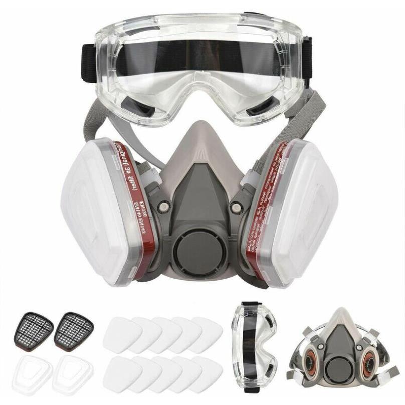 Wiederverwendbare Halbmasken-atemschutzmaske 6200 Mit Schutzbrille, Staubmaske Zum Malen, Schweißen, Umgang Mit Organischen Dämpfen, Schleifen, Tischlerarbeiten Und Andere Arbeiten.