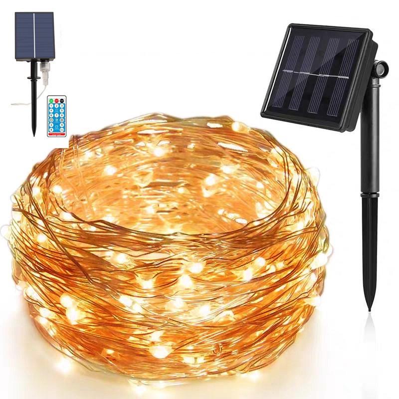 10 M Lange, Warmweiße Solar-lichterkette, 100 Leds, Dekorative Weihnachtsbeleuchtung, 8 Modi, Wasserdicht, Ideal Für Weihnachtsbäume, Gärten, Hochzeiten Und Partys