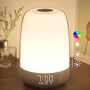 Nachttischlampe Mit Natürlicher Sonnenaufgangssimulation, 3 Intensitätsstufen Warmweißes Nachtlicht Für Kinderzimmer, Rgb-ambientebeleuchtung Für Büros, Einschlafhilfe-timer Mit Sanftem Aufwachen.