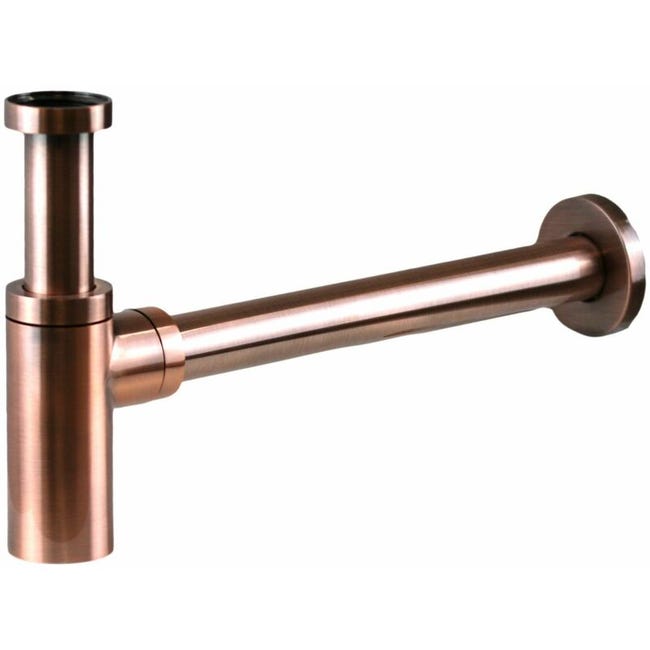 Universeller Runder 1 1/4"-siphon Aus Gebürstetem Messing Mit Gealterter Kupferoberfläche, Pollini Art 120ora Bodenablauf, Antik-finish, Anpassbar