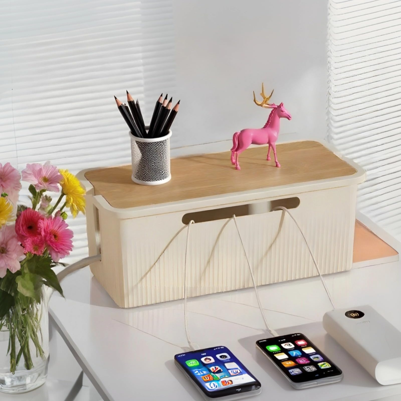 Kabelbox Für Büro Und Wohnzimmer – Abs-gehäuse Mit Deckel Für Fernseher, Pc, Internetreceiver Und Steckdosenleiste – Elegante Und Sichere Kabelmanagementlösung