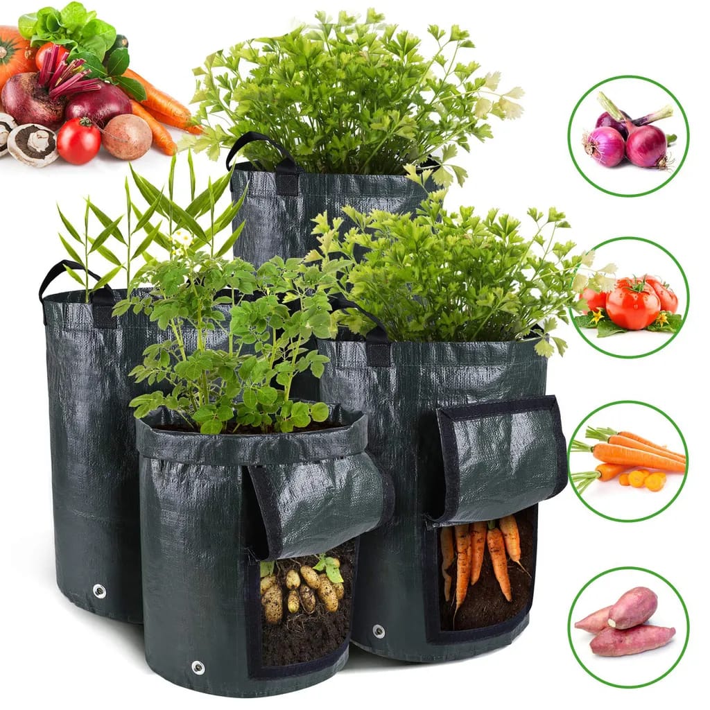5-teiliges Set Pflanzsäcke Für Den Garten, Gemüsetöpfe, Düngeeimer, 7 Gallonen, 30 X 35 Cm
