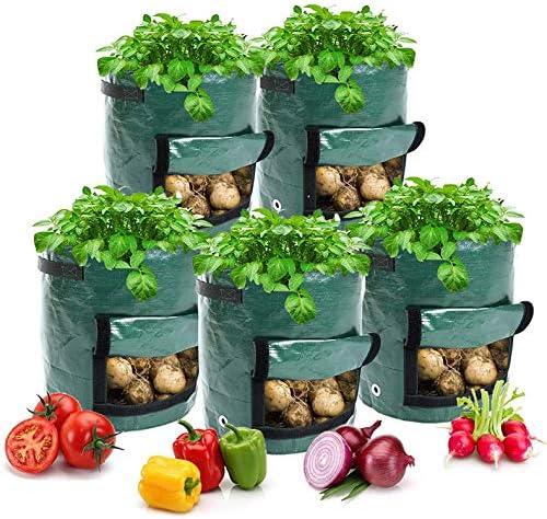 Pflanzsäcke Mit Griffen, 5er-set, Gartensäcke Für Kartoffeln, Karotten, Tomaten, Gurken Und Anderes Gemüse, Auch Für Obst, Pflanztopf, 18,9 Liter, 5 Stück