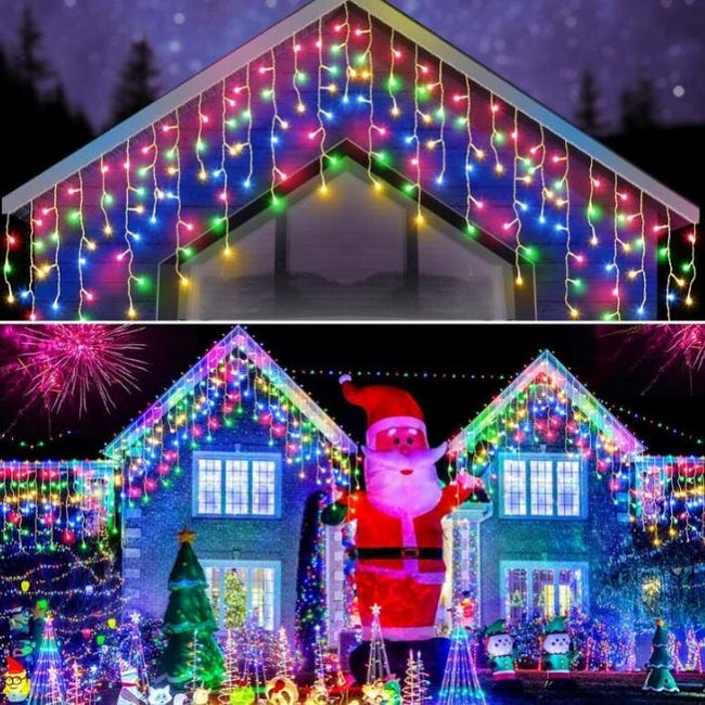 10 M Lange Lichterkette Mit 300 Leds Für Den Außenbereich, Bunte Lichterkette, 8 Modi, Ip44 Wasserdicht, Festliche Dekoration