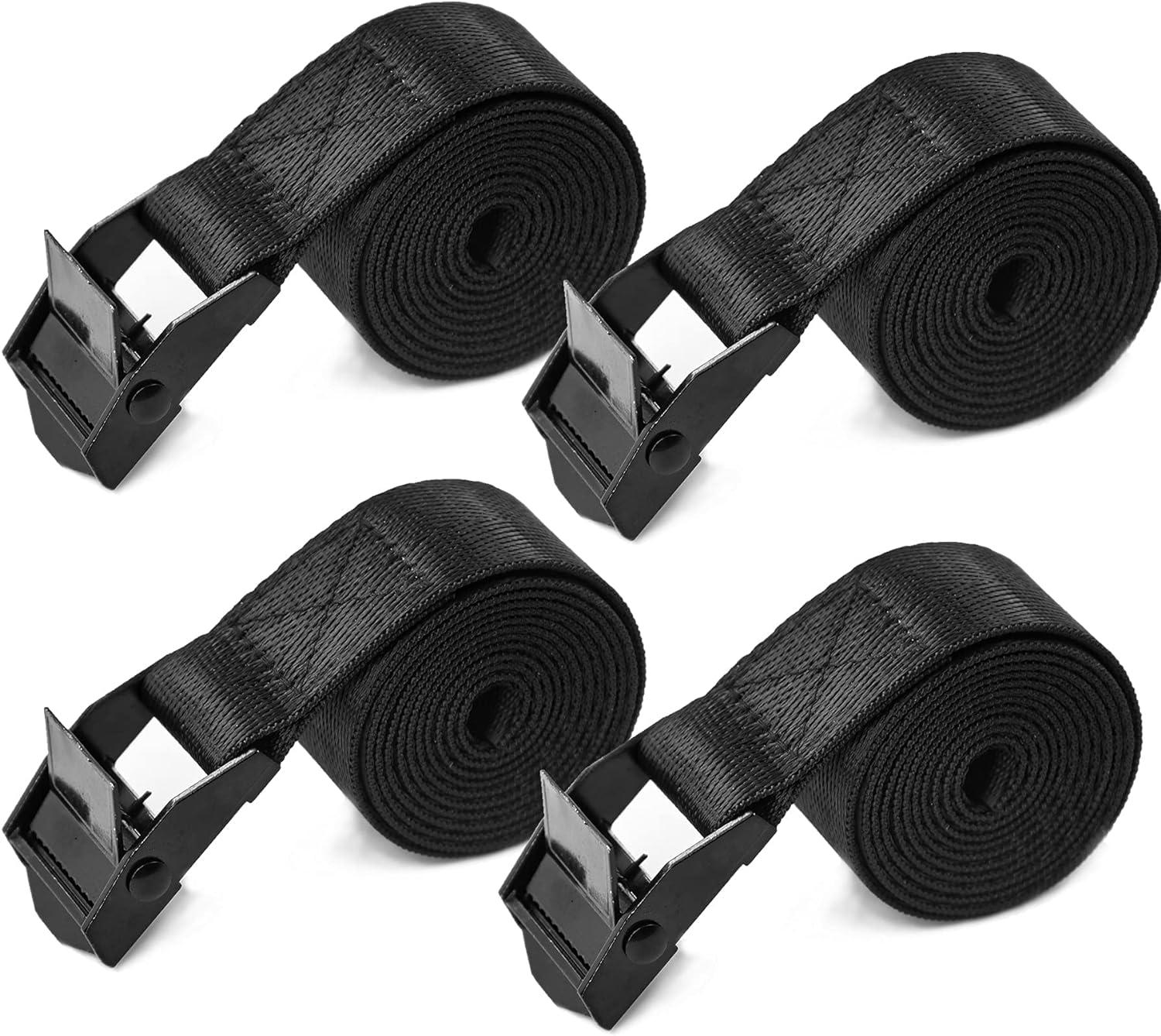 Set Mit 4 Spanngurten 2,5 Cm X 4 M, Robust, Mit Verstellbarer Klemmschnalle, Ideal Zum Sichern Und Befestigen Von Autogepäck Und Gartenzelten.