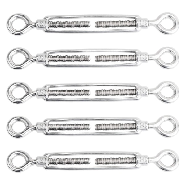 Satz Mit 5 Verstellbaren M8-spannschlössern Aus Edelstahl Mit Öse Und Haken, Schlaufenkabelspanner Für Abspannseile Und Drahtseile