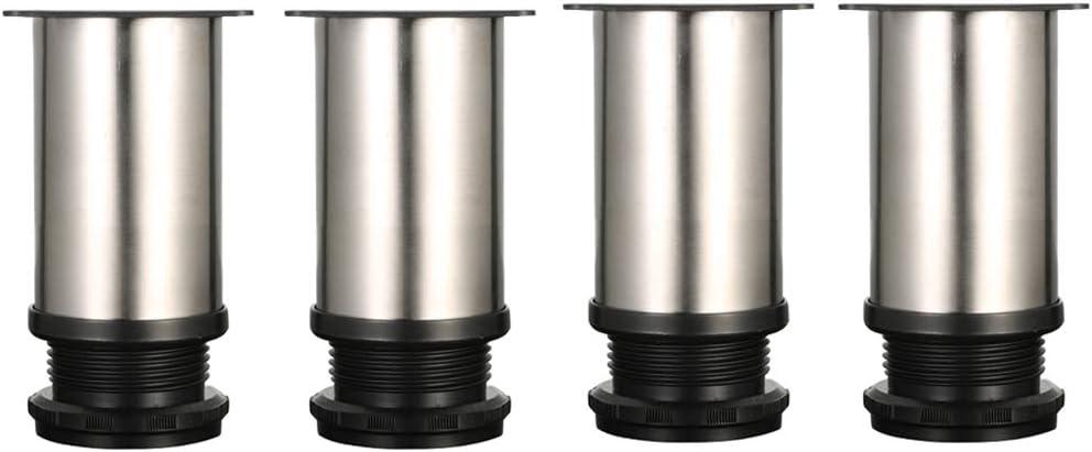 Möbelfüße Aus Gebürstetem Edelstahl, 4 Verstellbare Füße, 80 Mm Hoch, Dick, Für Tische Und Schränke, 0-15 Mm Auszug Im Lieferumfang Enthalten