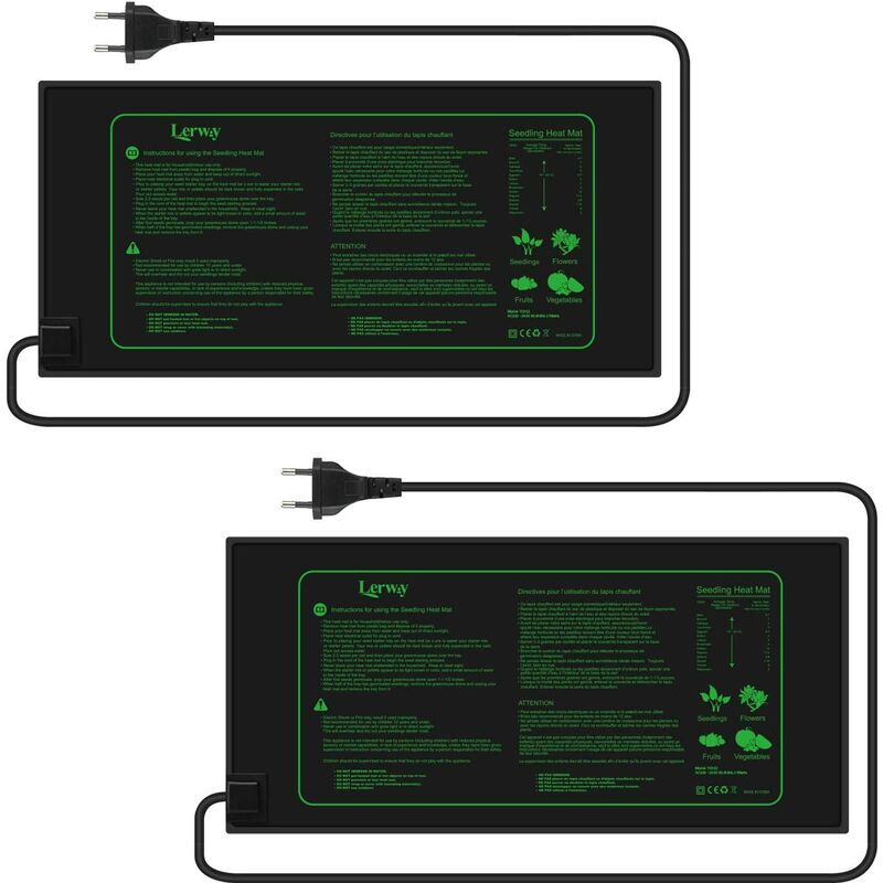 Tapis Chauffant Imperméable Pour Plantes Accélère La Germination Des Graines Pour Serre, Reptiles, Amphibiens 21/30 Watts Un Ensemble De Deux (21w)