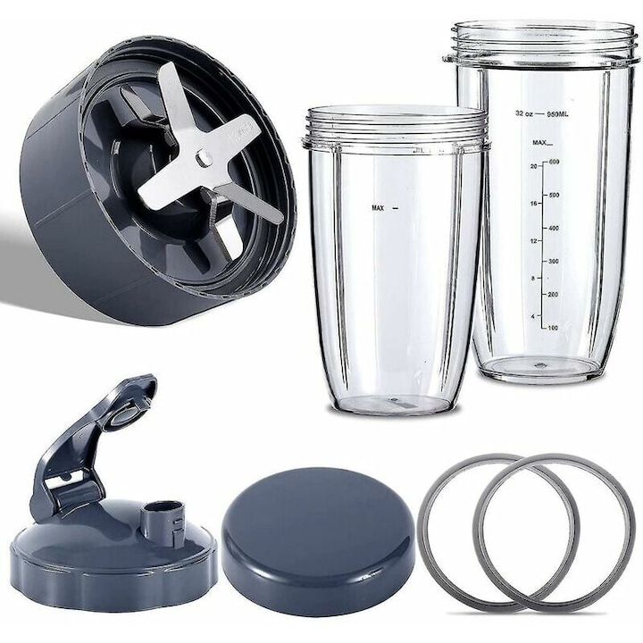 Ensemble De Pièces Détachées Pour Blender Nutribullet : Lame D’extraction, 2 Grands Gobelets, Plastique.