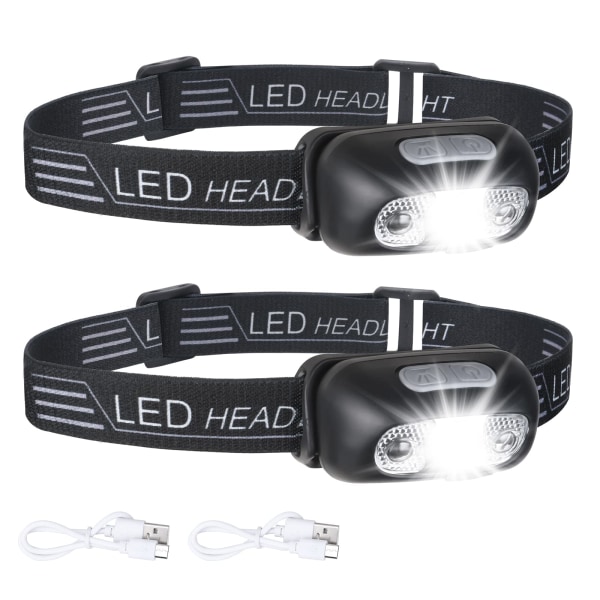 Lampe Frontale Rechargeable Usb, Étanche Ipx6, Ultra-légère Et Super Lumineuse (160 Lumens) Avec Détecteur De Mouvement Et Lumière Rouge.