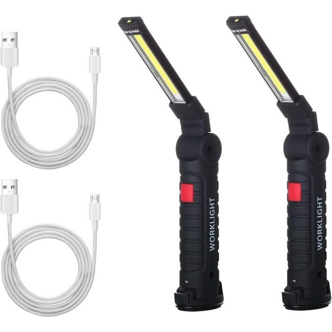 X Lampe De Travail Cob Baladeuse Led Lampe Rechargeable Atelier Cob Torche Lampe De Poche Lampe De Travail Baladeuse Led Avec Pour Randonnée,camping