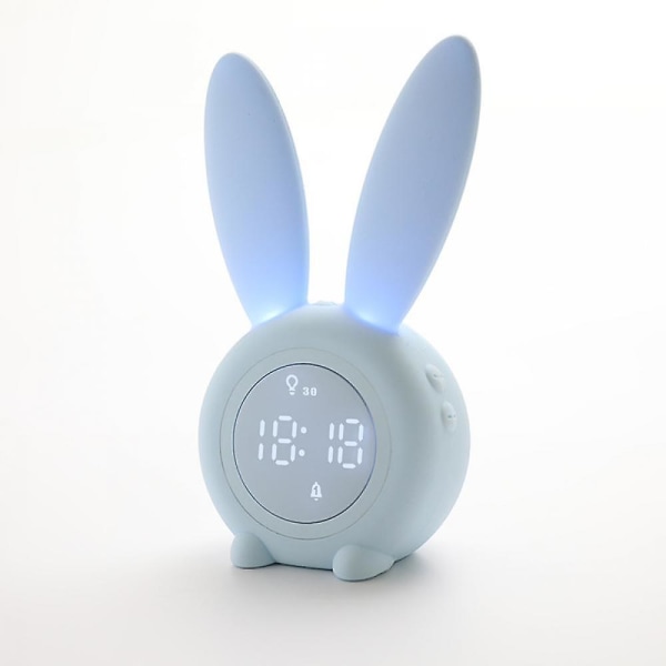 Réveil Lapin - Avec Alarme À Luminosité Réglable, Rechargeable - Idéal Pour Une Chambre D'Enfant - Bleu